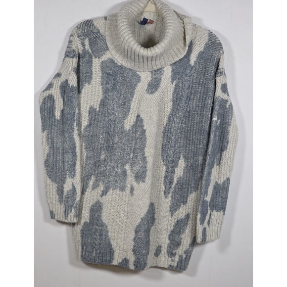 Pilcro Sweaters - Pilcro Womens Sweater Small Turtleneck Spotted Blue Acrylic Long Sleeve Cozy